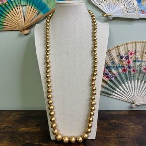 Carolee Gold Beaded Necklace Graduated Chunky Opera Flapper 38 inch READ